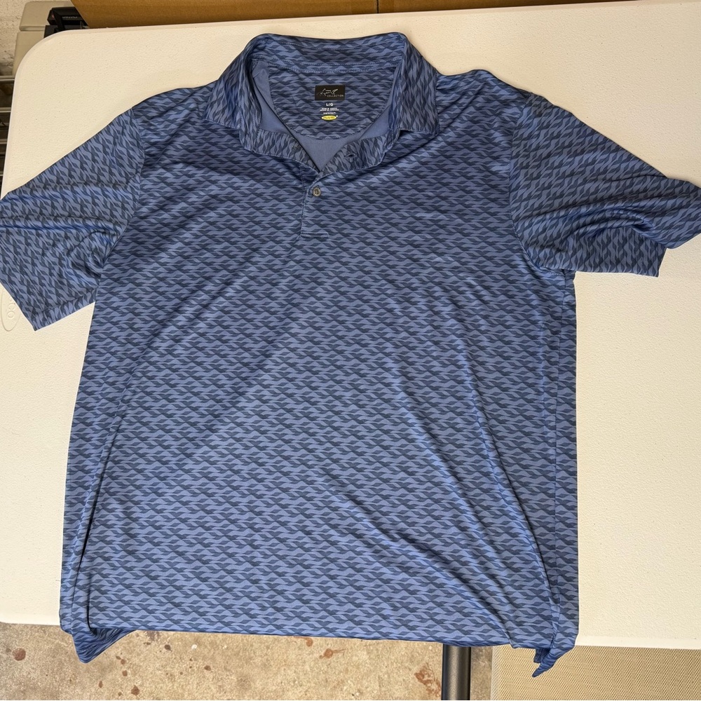 Greg Norman Collection Blue Geometric Polo